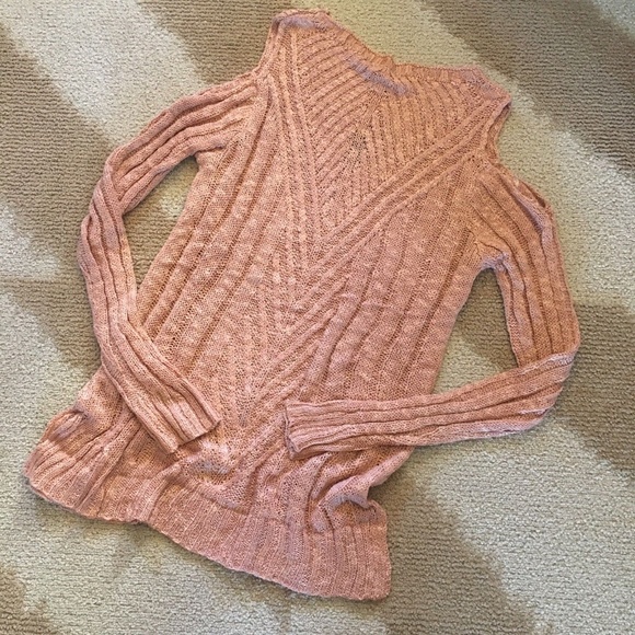 New Blush Knit Cold Shoulder Sweater Boho Blouse - Picture 4 of 7